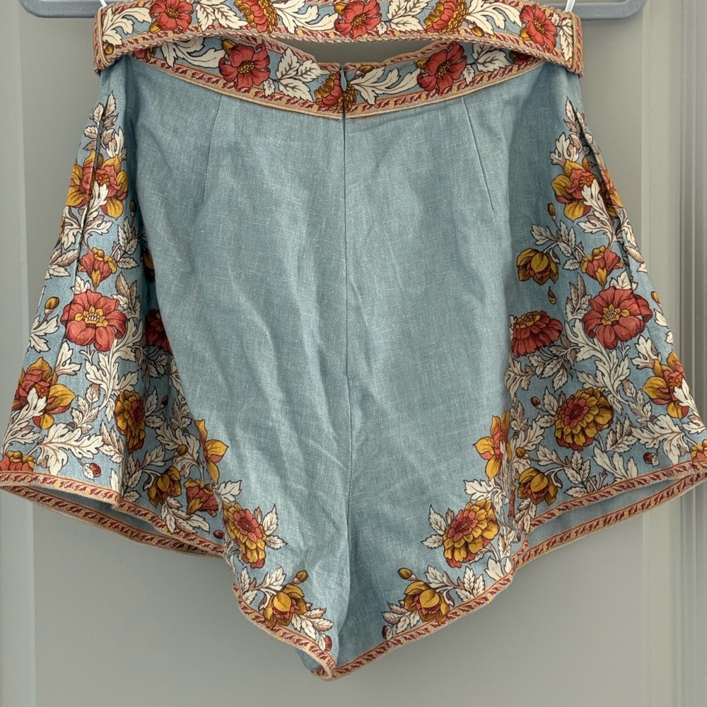 Zimmermann Blue Floral High Waist Shorts - Picture 2 of 3